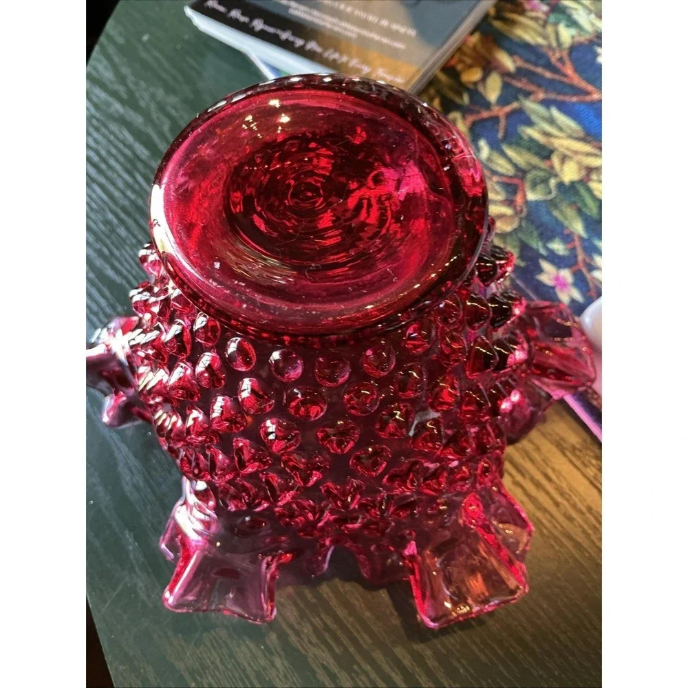 Vintage Fenton Cranberry Pink Hobnail 6.5